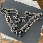 Chanel 06P Black Enamel Camelia Silver Belt - 36”