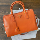 Prada Orange Saffiano Two Way Doctor Bag