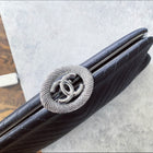 Chanel Black Satin CC Clasp Evening Clutch Bag