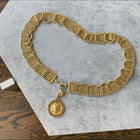 Vintage Goldtone Link Lion Head Medallion Belt - 29