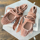 Max Mara Velvet Ballet Flat Wrap Around Shoes - 39.5
