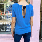 Prada Blue Cashmere Short Sleeve Sweater with Neck Tie - IT42 / USA 6