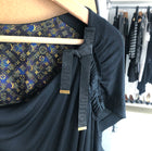 Louis Vuitton Black Jersey Short Sleeve Logo Ribbon Top - S