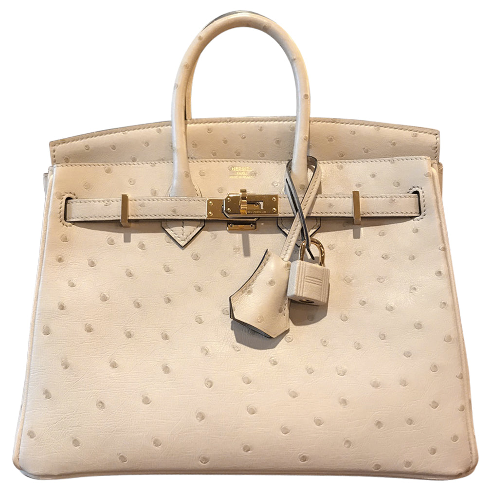 Hermès Birkin 25 Nata Ostrich GHW ○ Labellov ○ Buy and Sell