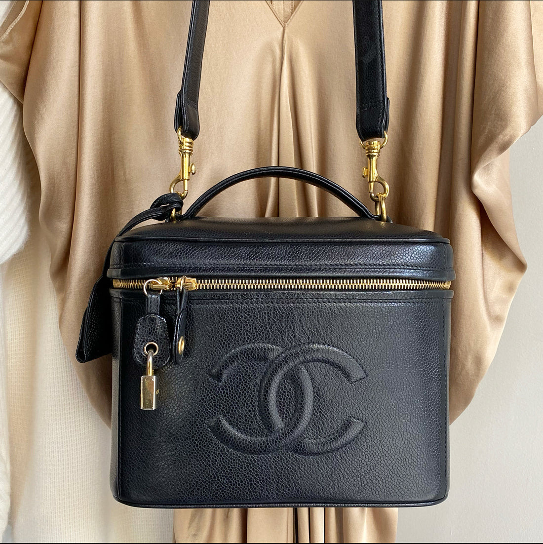 Authentic Vintage Chanel Large Caviar Vanity Bag 