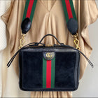 Gucci Black Patent and Suede Web Stripe Ophidia Crossbody Bag
