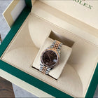 Rolex Two Tone 18k Rose Gold Chocolate Diamond Date Just 31mm Watch