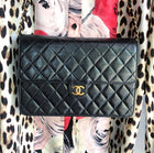 Chanel Vintage 1991 Black Lambskin Leather Quilt Flap Bag