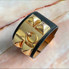 Hermes Collier de Chien Black Epsom GHW Cuff Bracelet