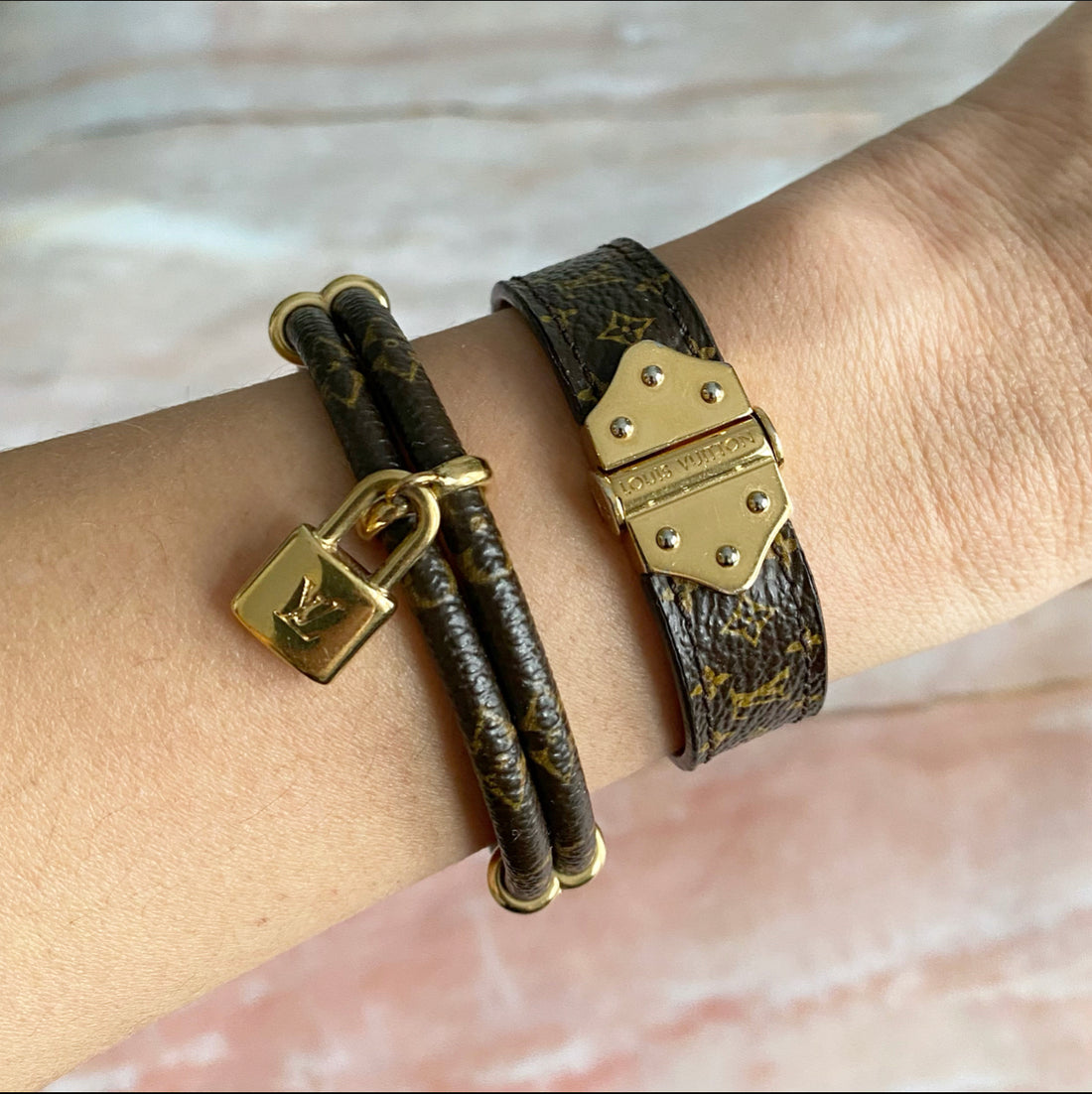 Louis Vuitton Monogram Canvas Keep it Twice Lock Bracelet