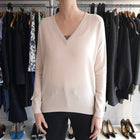 Brunello Cucinelli Blush Pink Cashmere V-neck Sweater - S