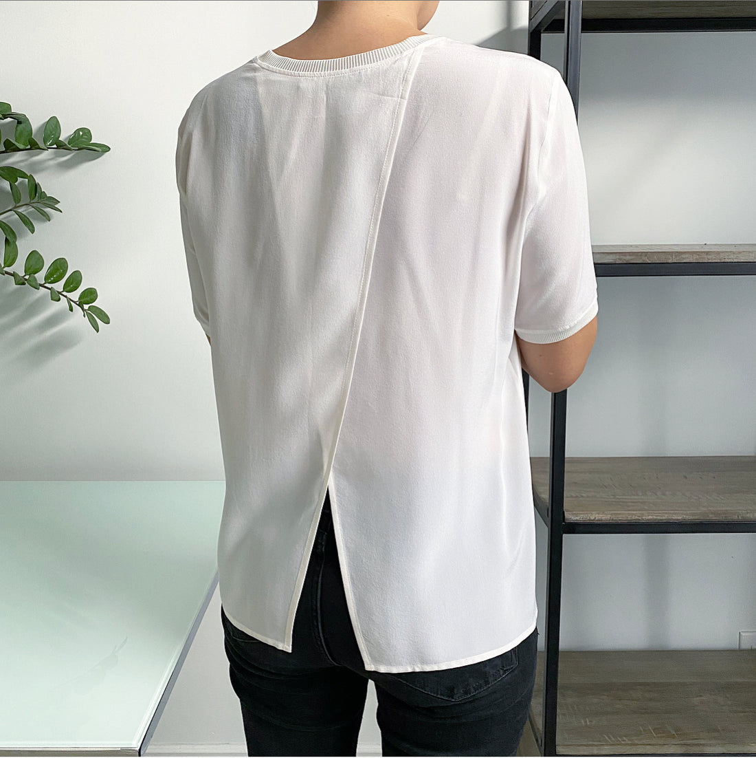 Gucci White Silk Flowing T Shirt with Layered Back Detail - S