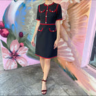 Gucci Black Short Sleeve 1960’s Style Ribbon Trim Dress - IT44 / USA 8
