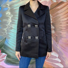 Chanel 11A Black Satin Jacket with Square Buttons - FR38 / USA S