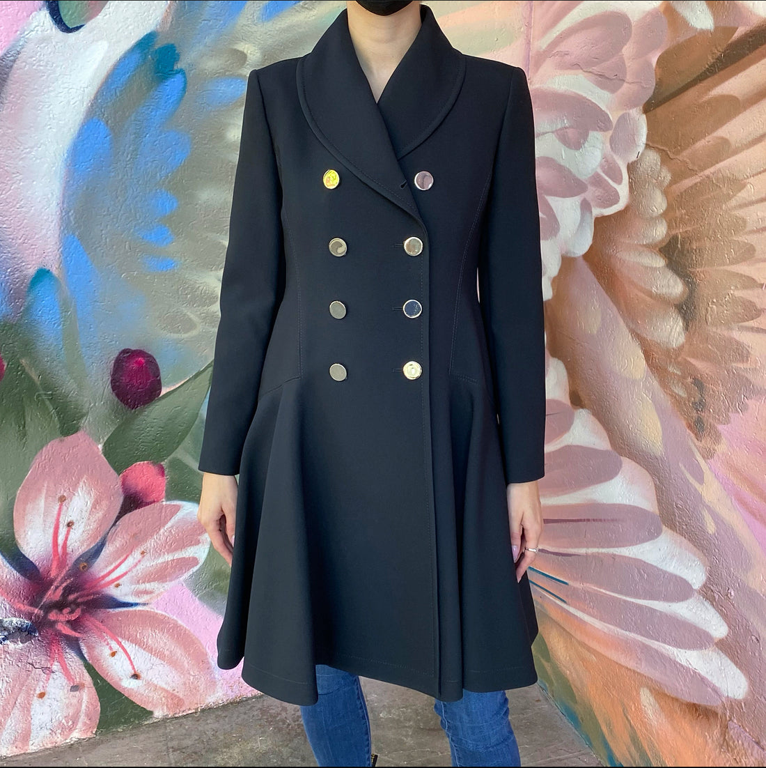 Gucci Black Fitted Coat with Silver Buttons - IT40 / USA 4