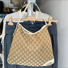 Gucci Brown Monogram Canvas Double G Logo Shoulder Bag