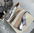 Stella Mccartney Elyse Derbys Silver Platform Lace-up Shoes - 36