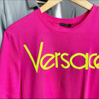 Versace Pink and Neon Yellow Logo T-Shirt