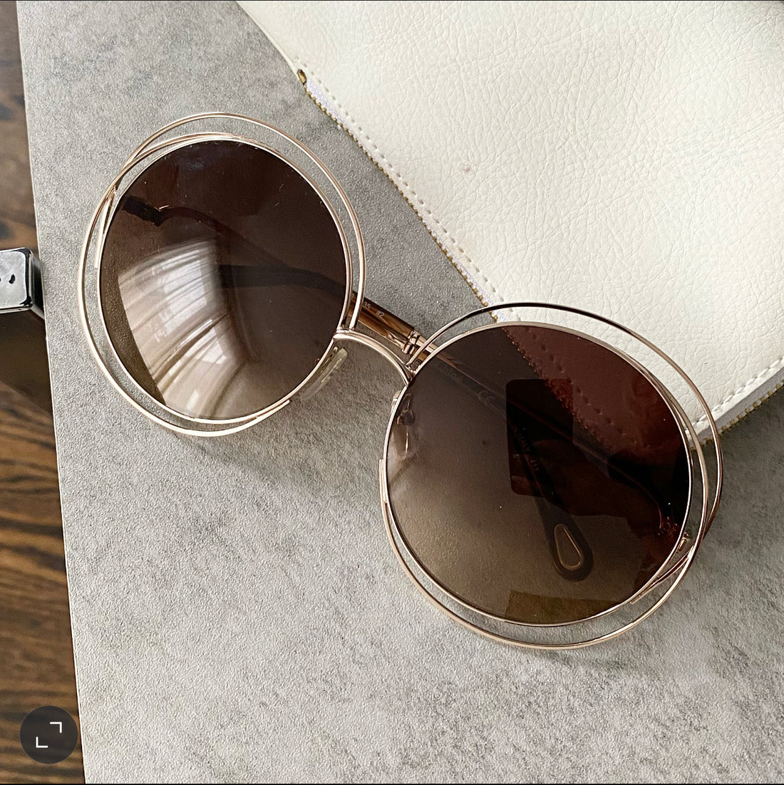 Chloe Carlina Gold Oversized Round Sunglasses - Main Image