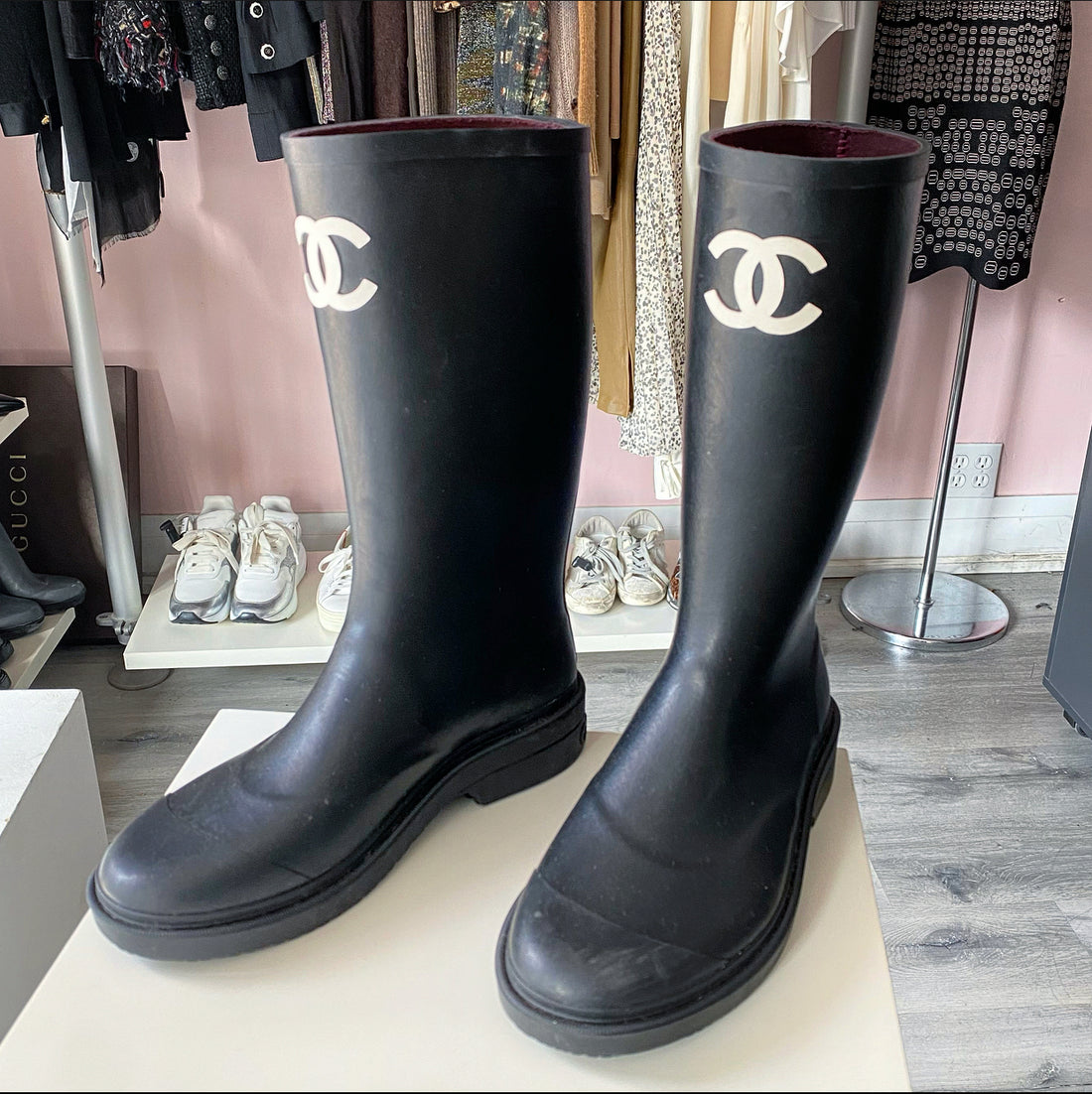 chanel rubber boots
