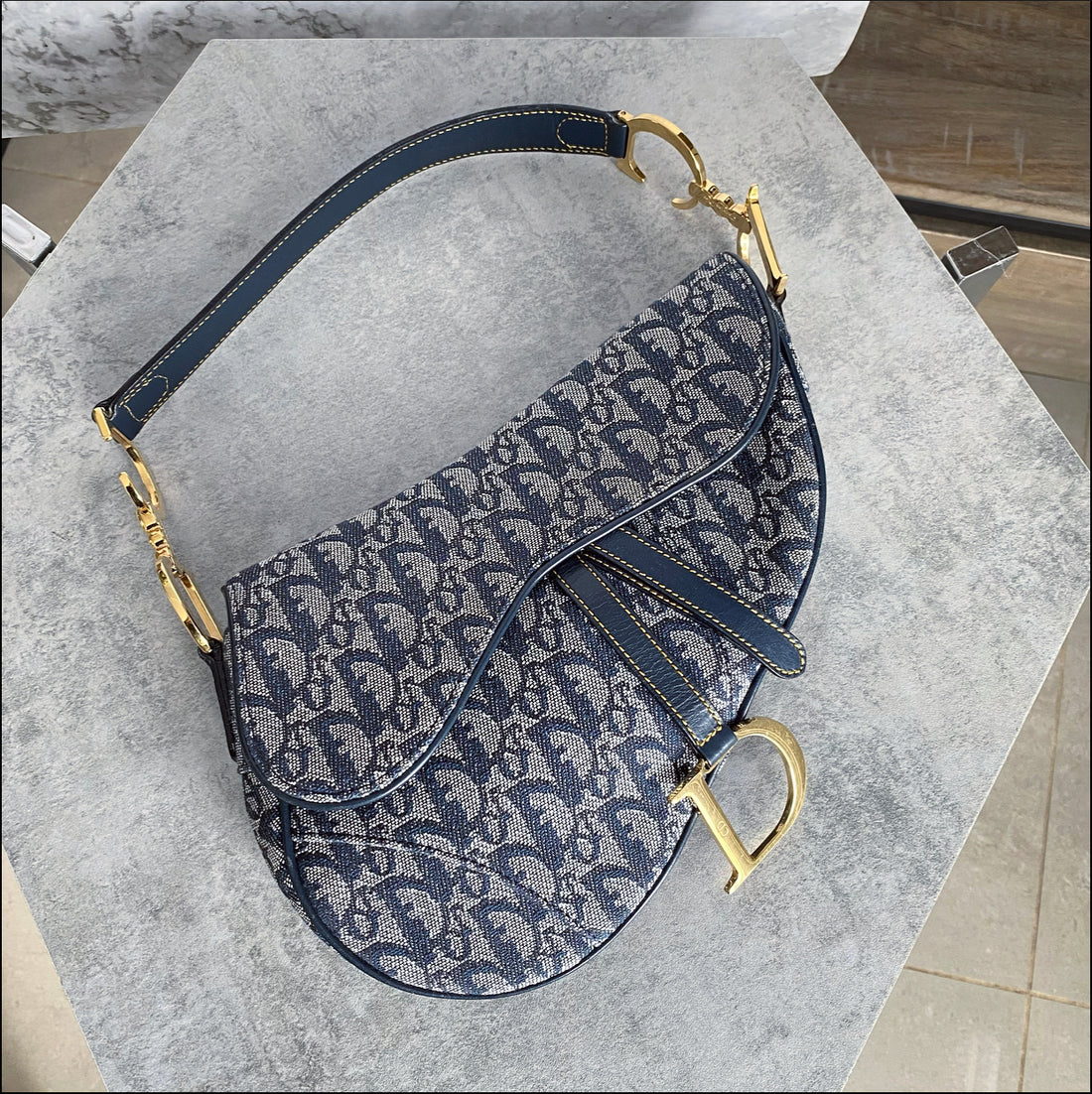 Christian Dior Vintage Oblique Blue GHW Saddle Bag – I MISS YOU VINTAGE