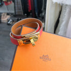 Hermes Kelly Double Tour Bracelet Rose Jaipur Gold Hardware XS