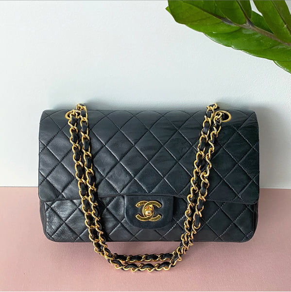 Chanel Vintage 1989 Black Lambskin Square Double Classic Flap Bag – I MISS  YOU VINTAGE