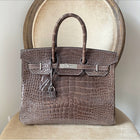 Hermes Birkin 35 Shiny Glazed Gris Elephant Alligator PHW