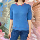Marni Blue and Red Cashmere Short Sleeve Sweater - S