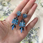 Sherman Vintage 1960's Blue Rhinestone Crystal Drop Earrings