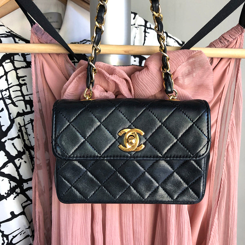 Chanel Vintage 1989 Black Lambskin Micro Mini Classic Flap Bag – I MISS YOU  VINTAGE