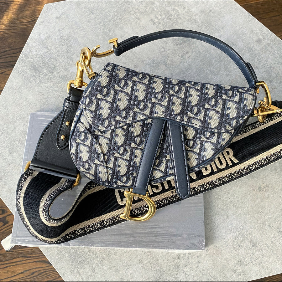 Dior Mini Saddle Bag Oblique Jacquard with Wide Shoulder Strap – I MISS ...