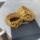 Chanel 2020K CC Gold Braided Chain Hinge Clamper Cuff Bracelet