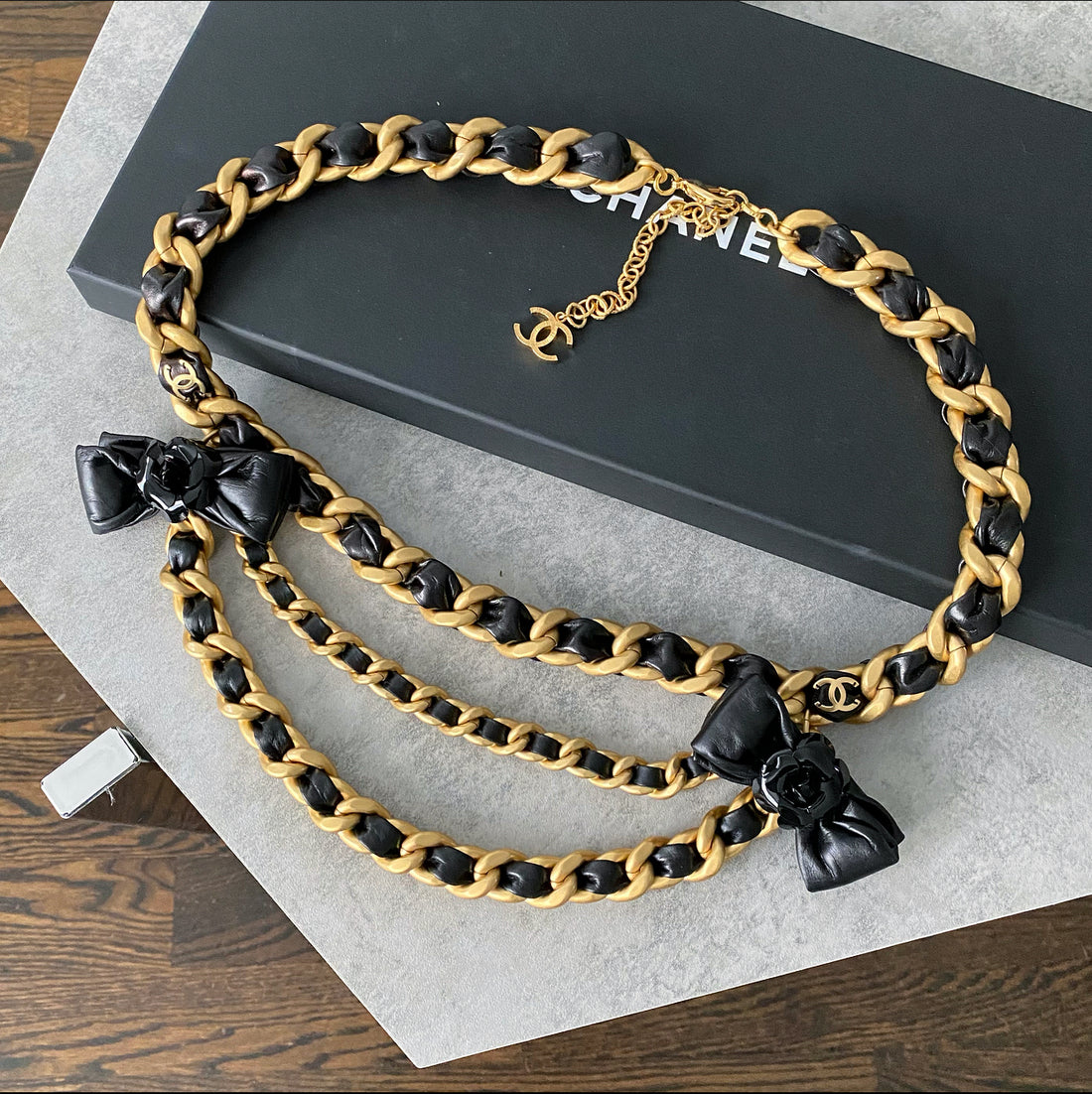 Chanel 20A Runway Chain and Lambskin Bow Belt