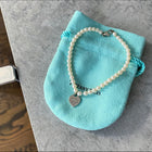 Tiffany &  Co. Sterling Mini Heart Pearl Bead Bracelet