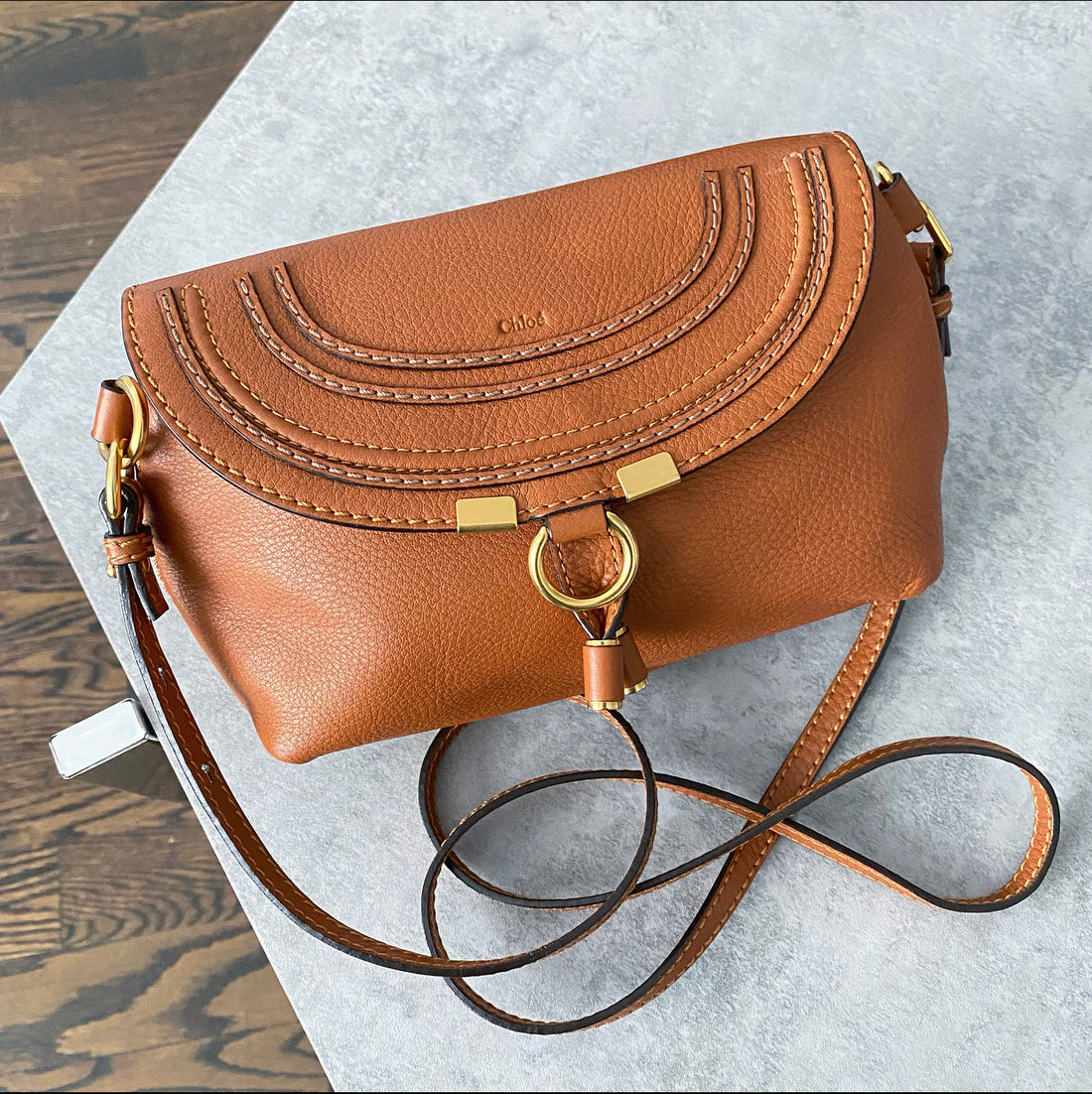 Chloe Tan Mini Marcie Crossbody Bag