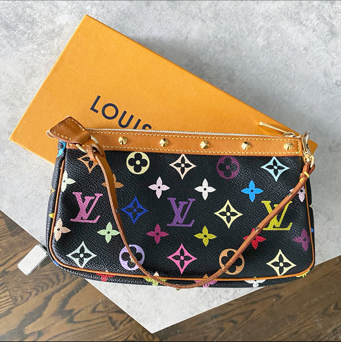 Louis vuitton multicolor sale pochette accessoires black