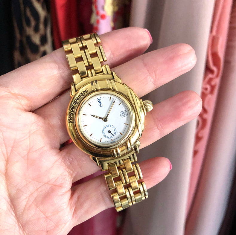 YSL Yves Saint Laurent Vintage Gold Ladies Wrist Watch