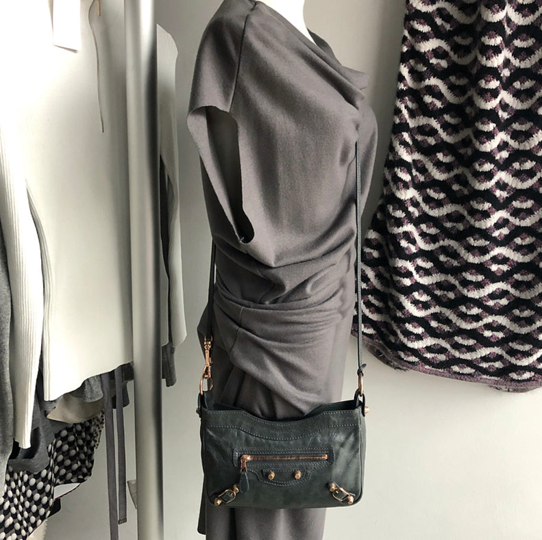 Balenciaga Dark Charcoal Grey Crossbody Hip Bag