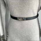 Hermes Black Epsom Leather Palladium 18 Kelly Belt 