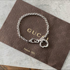 Gucci Sterling Silver Bamboo Heart Charm Link Bracelet