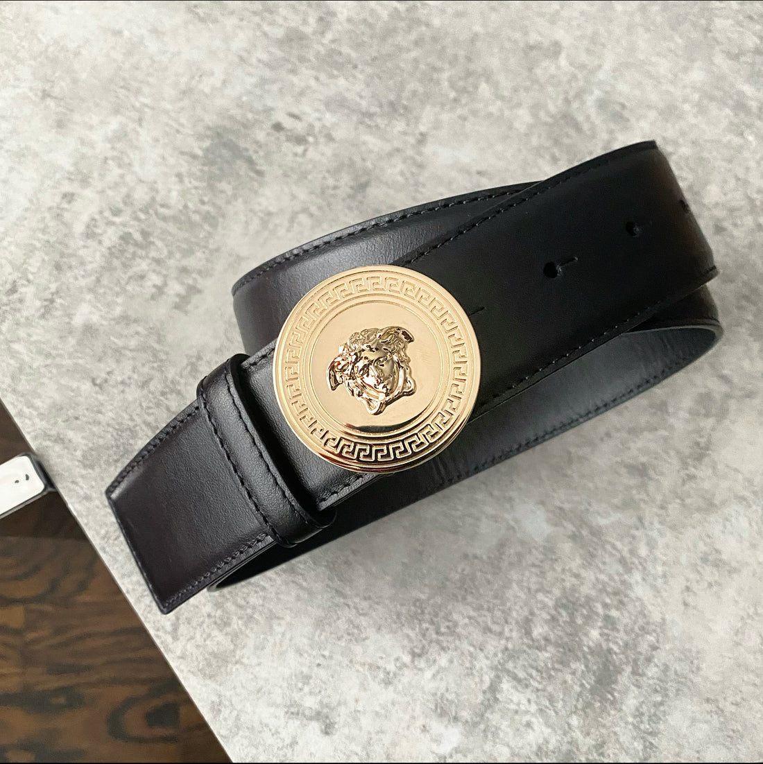 Versace Medusa Buckle Black Leather Belt 29-33