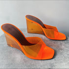 Amina Muaddi Orange Neon Lupita Glass Wedge - 40.5 / 40