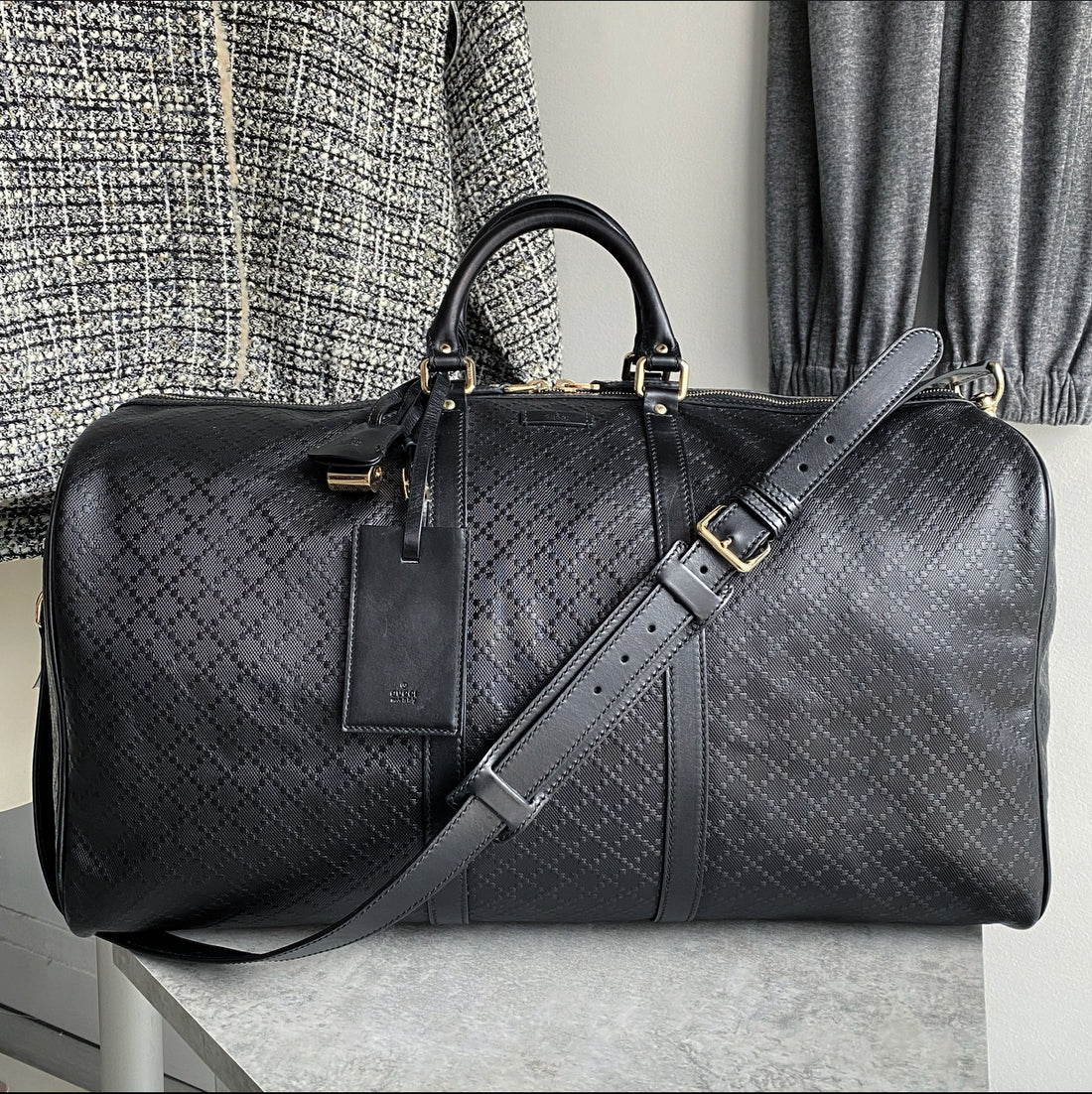 Gucci Black Diamante Large Duffle Travel Bag