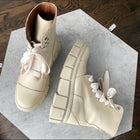 Alohas Ivory Can Can Lace Up Combat Boot - 37 / 7