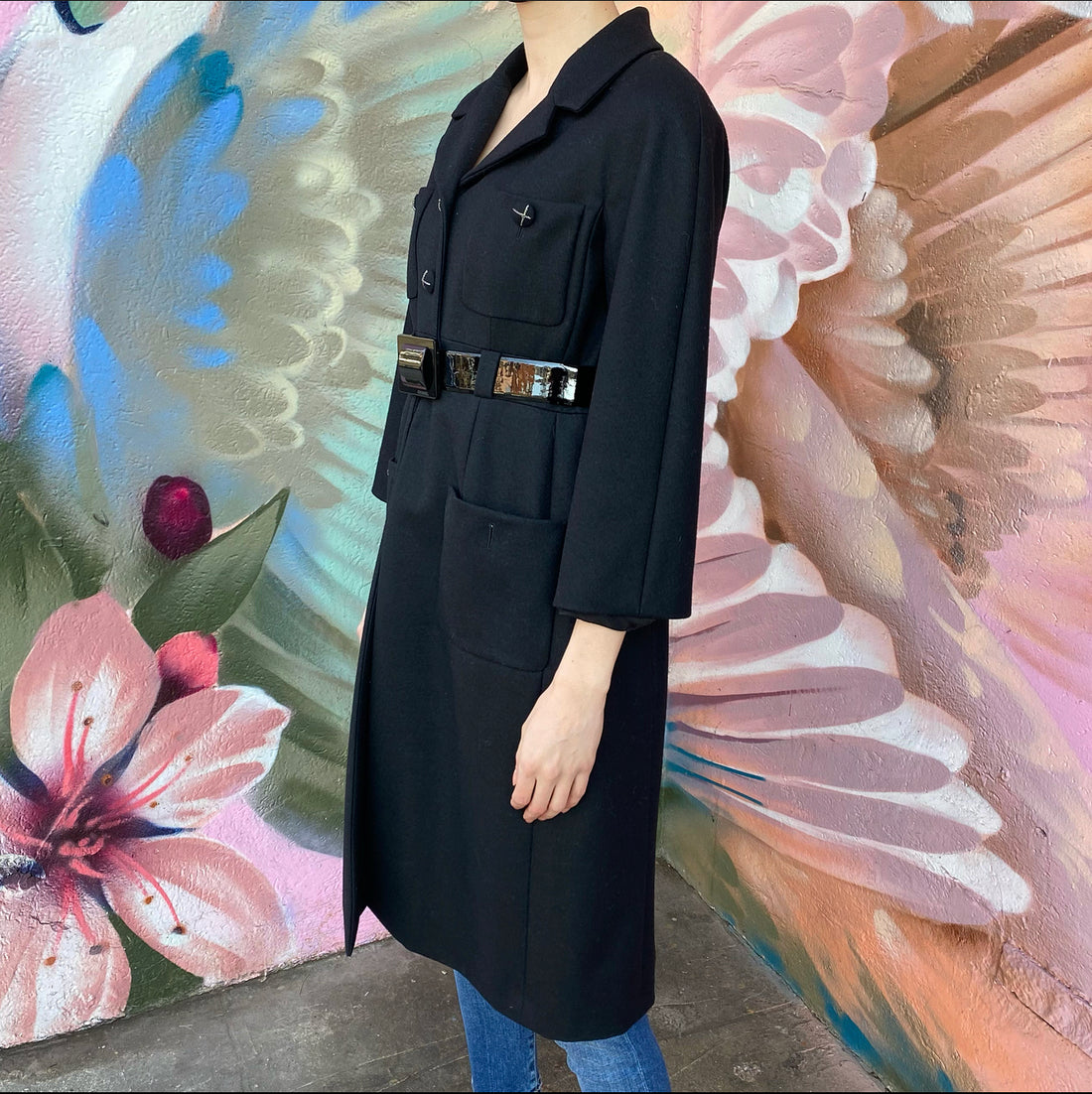 Chanel 07A Black Wool Belted Coat - FR40 / M