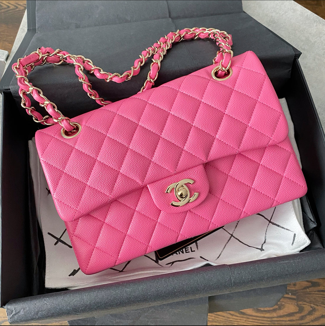 Caviar Bright Pink Chanel Bag Chanel 2021 Small Pink Caviar Double