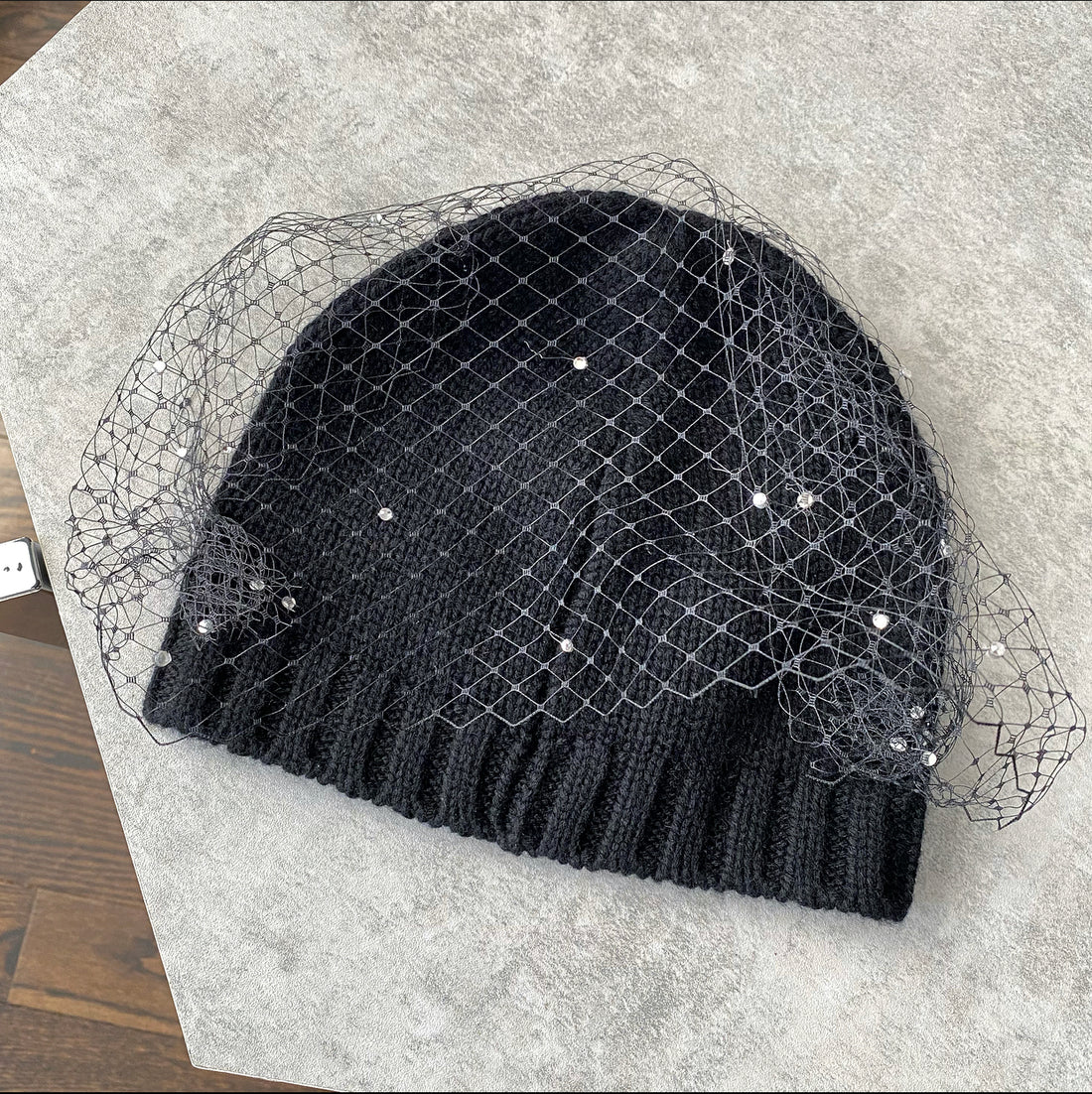 Eugenia Kim Black Knit Mesh Overlay Lucinda Toque Hat