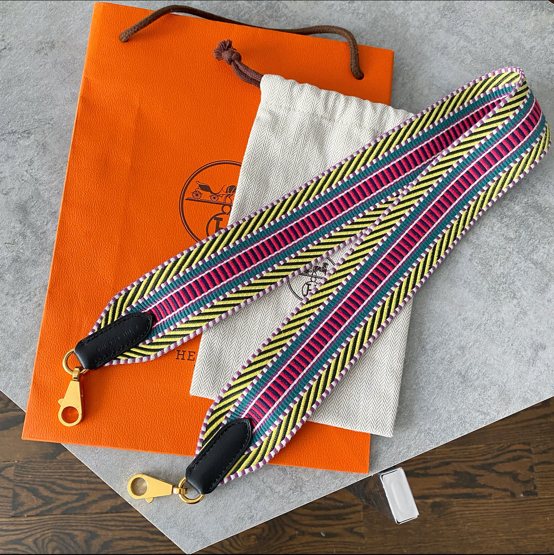 Hermes Multicolour Canvas Sangle Cavale 50mm Bag Strap Hermes