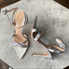 Gianvito Rossi Silver Alixia 105 Leather Heels - 38 / USA 7.5